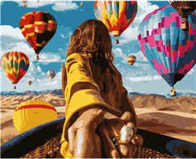 Набор для росписи по номерам Strateg Девушка с воздушными шарами 40х50 см (VA-1283-mt)