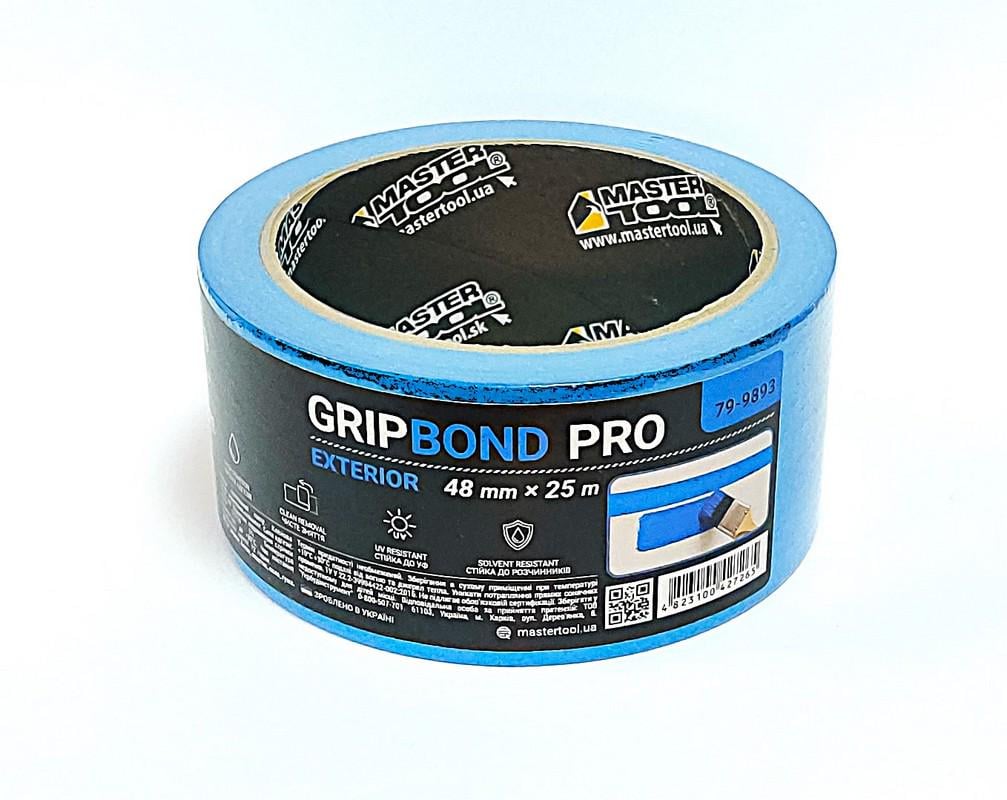 Лента малярная для фасадных работ MasterTool GripBond Pro Exterior 48 мм х25 м Синий (79-9893) Лента малярная для фасадных работ MasterTool GripBond Pro Exterior 48 мм х25 м Синий (79-9893)