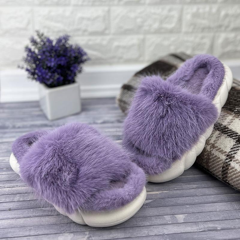 Домашні тапочки жіночі Е-005907-5 хутряні 22,5-23 см p. 36 Фіолетовий (86850593)