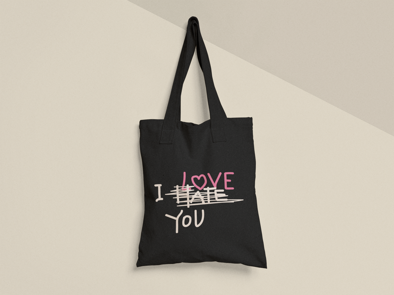 Эко-сумка шоппер с принтом "I love you" 38х40 см Черный (ПН415-Т1)