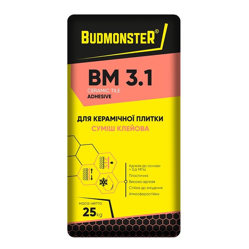 Клей для керамічної плитки BudmonsteR BM 3,1 25 кг (86998) - фото 2