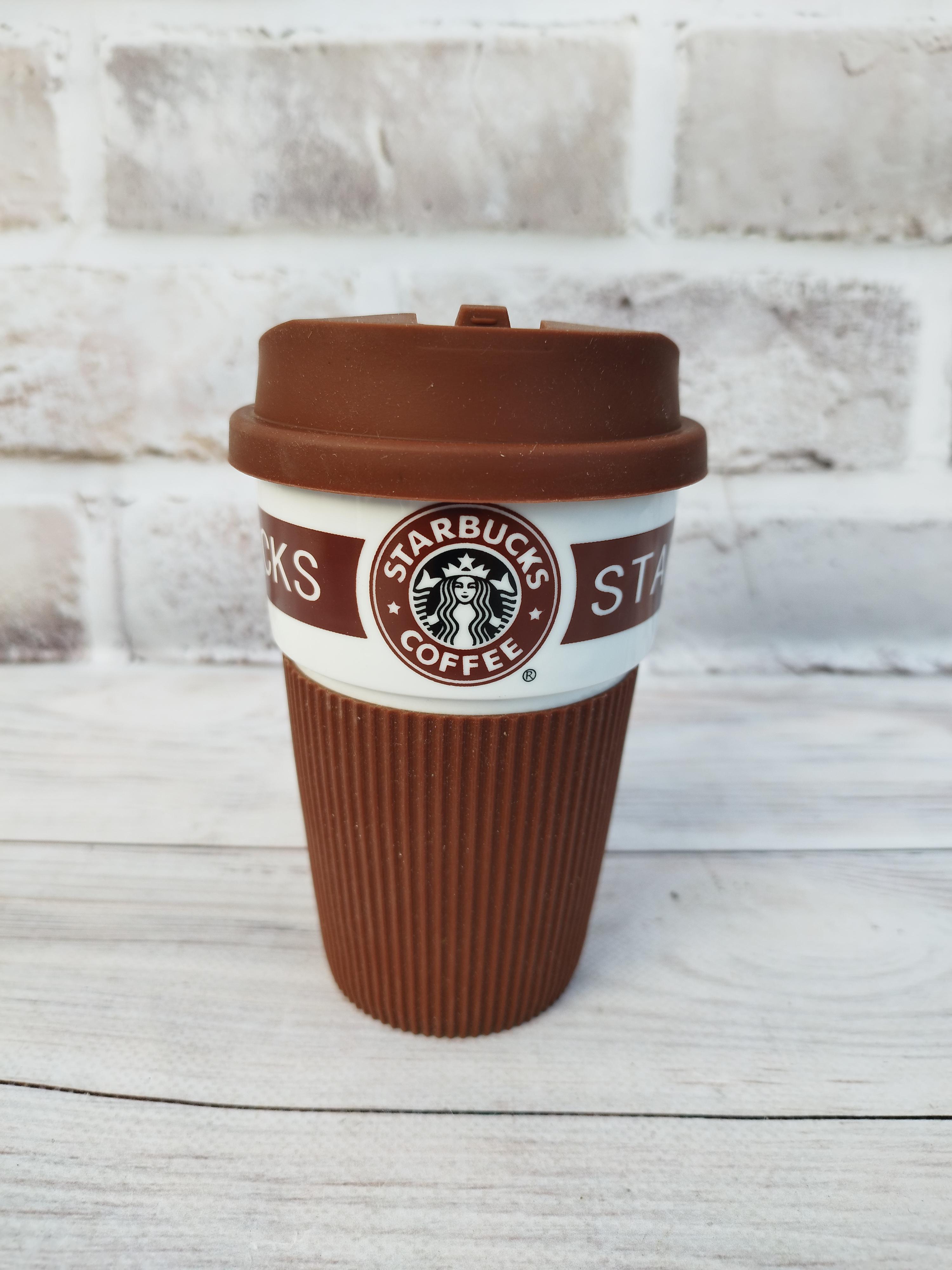 Стакан Starbucks керамический с силиконовой крышкой 350 мл Коричневый (02164)