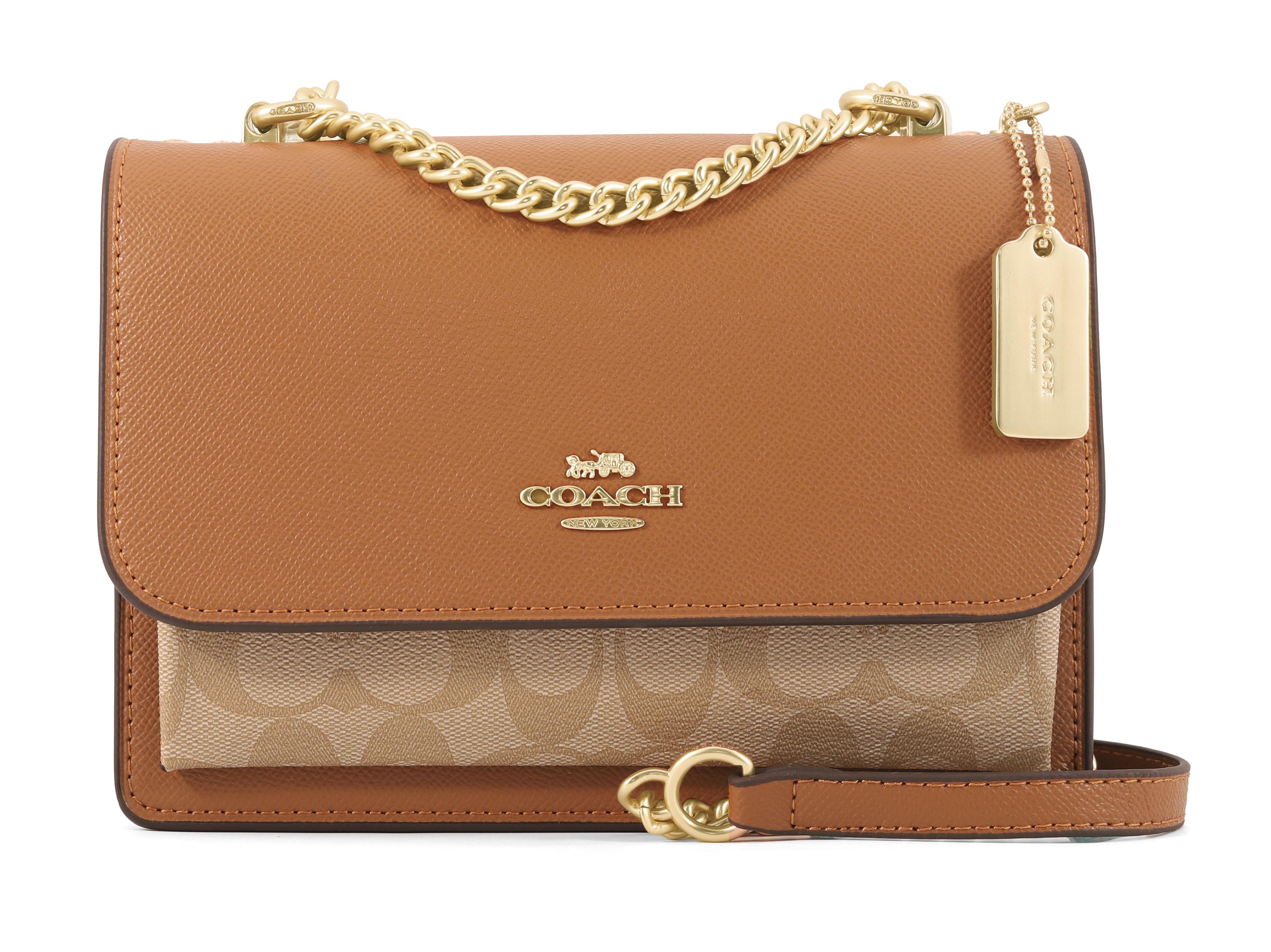 Сумка-клатч жіноча шкіряна через плече Coach Klare Light Brown Коричневий (21692359)