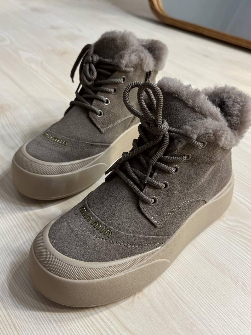 Черевики жіночі Hengji 677-3 замшеві високі кеди на хутрі р. 37 Бежевий (5718) - фото 9