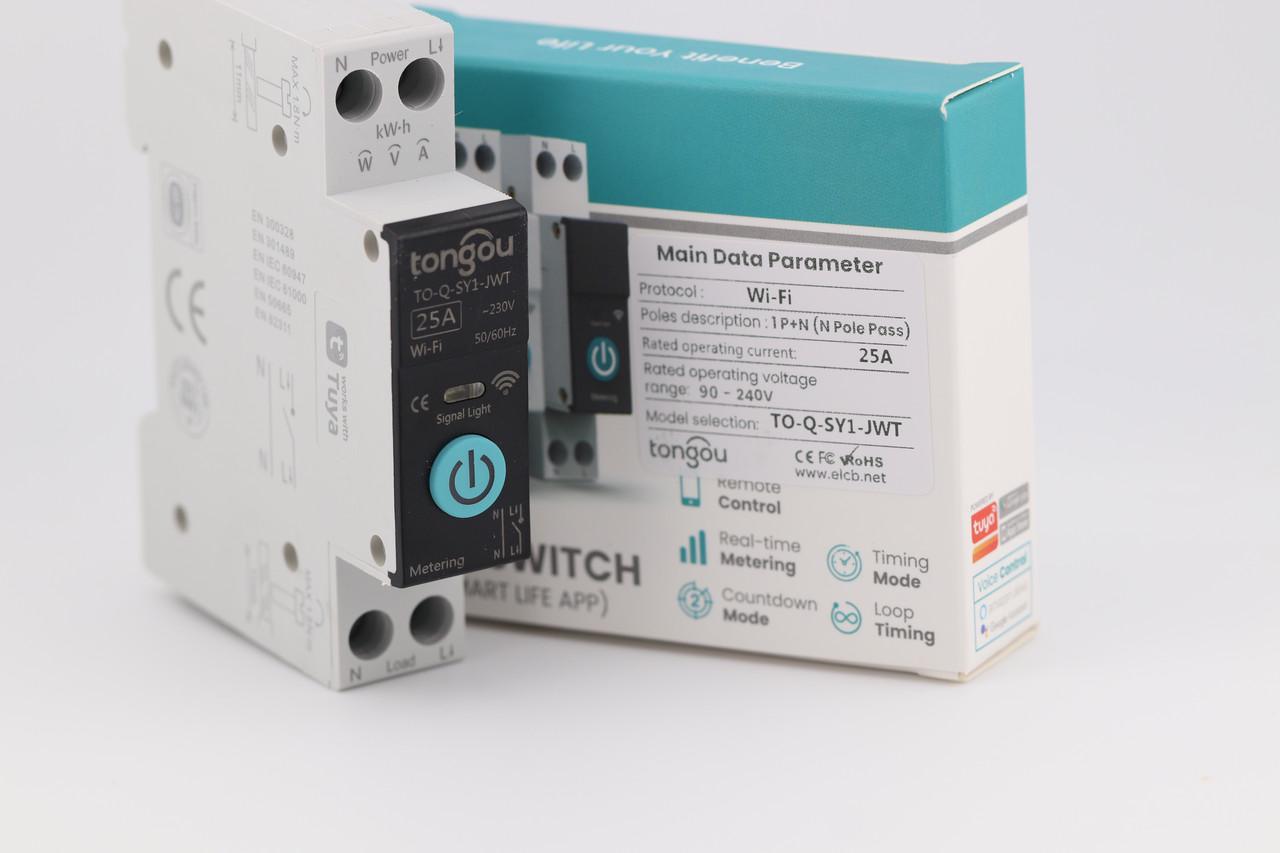 Умный WiFi автомат Tongou TO-Q-SY1-JW 25A с мониторингом энергопотребления Tuya (2455768570)