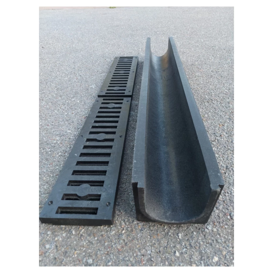 Комплект водовідводу Україна НФ-00000210 глибокий 1000x140x145 мм А15 з чорними решітками (AKD54485) - фото 8