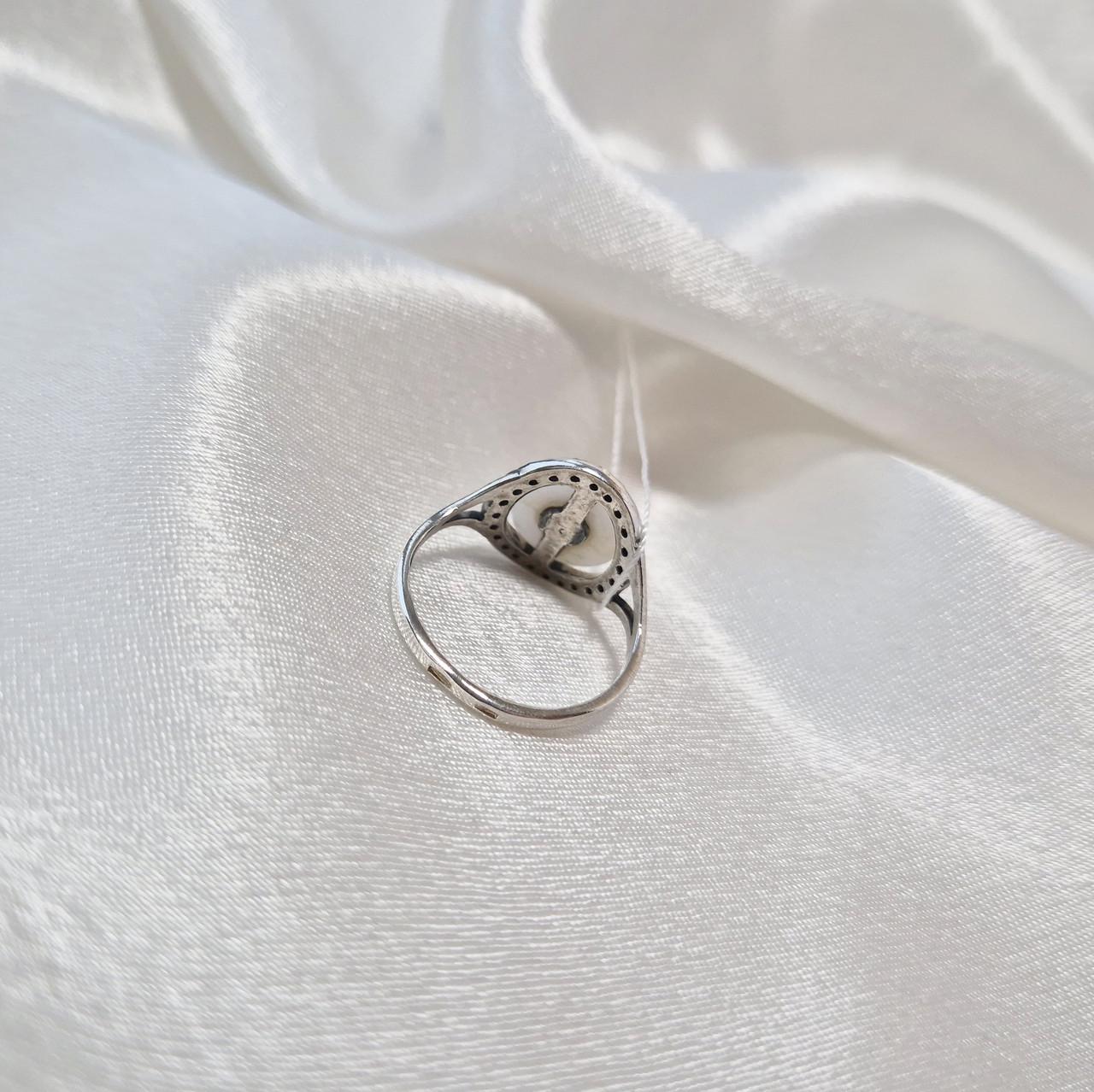 Каблучка з білою перлиною срібло 925 проби чорнене 2,50 г р. 18 (1688к) - фото 5