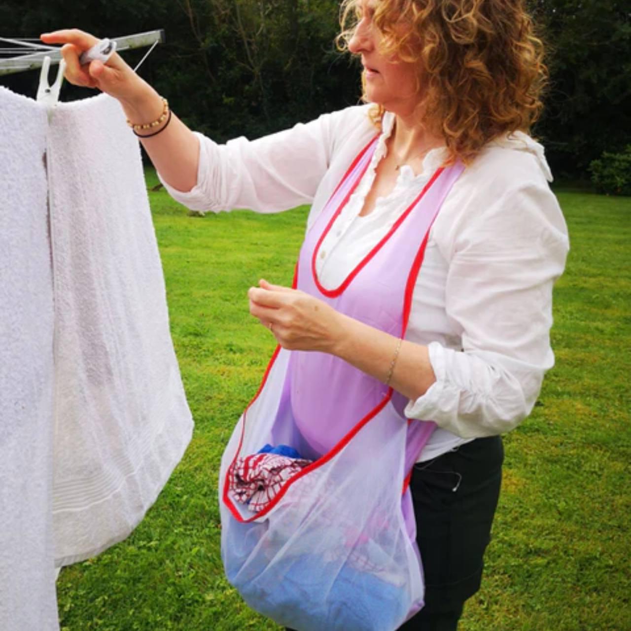 Фартук SudeApron влагостойкий с карманом для белья Розовый (1921) - фото 4