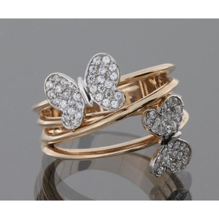 Кільце метелика з червоного та білого золота з фіанітами р. 14 (1614212587)