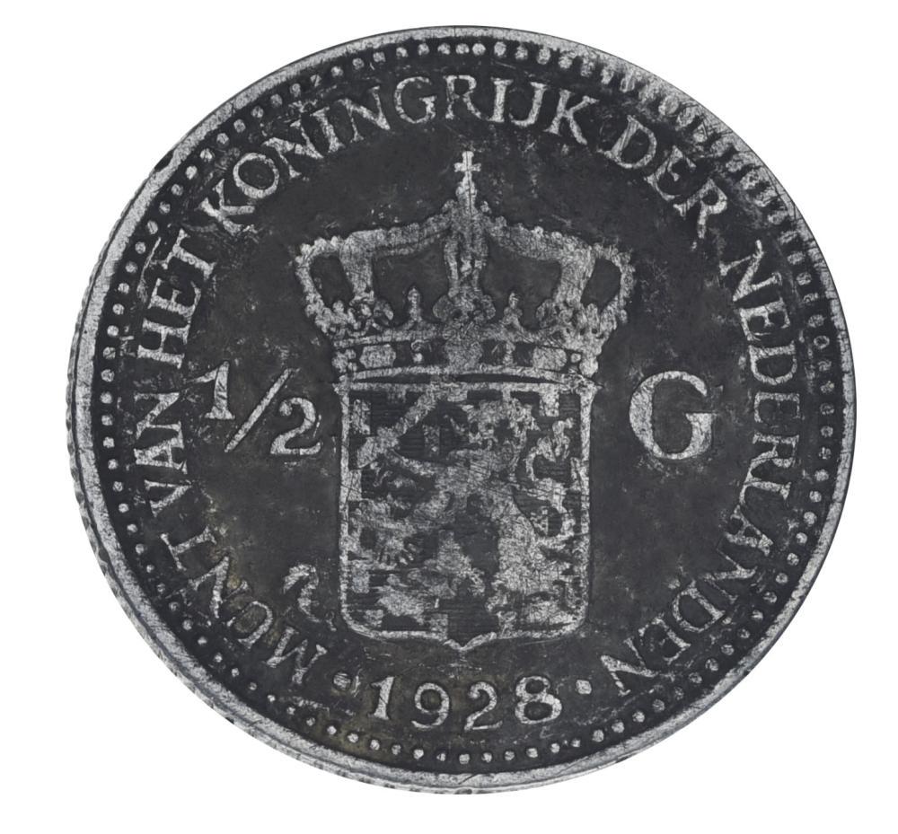 Коллекционная монета Нидерланды 1/2 гульдена 1928 серебро F-VF 5 г (М22124)