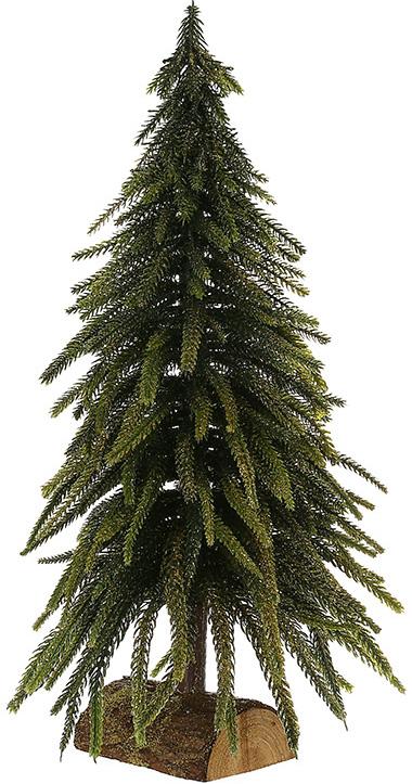 Елка декоративная Золотой глиттер на деревянной подставке 18х18х35 см