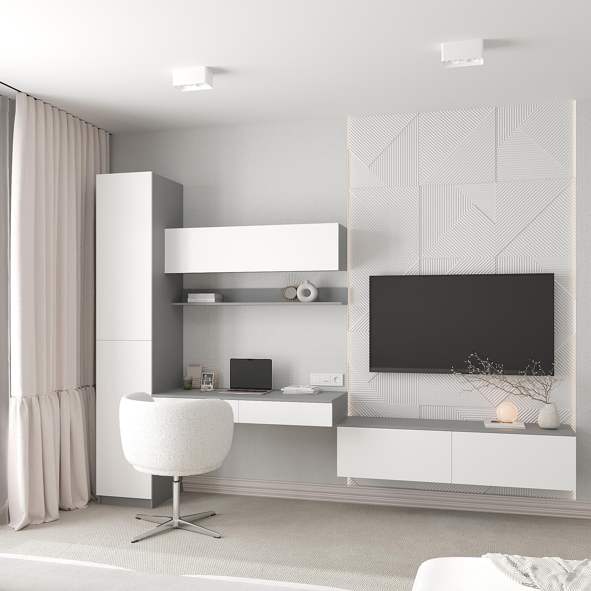 Комплект мебели Эйр пенал/стол подвесной/полка/тумба Антрацит/Белый (28523448)