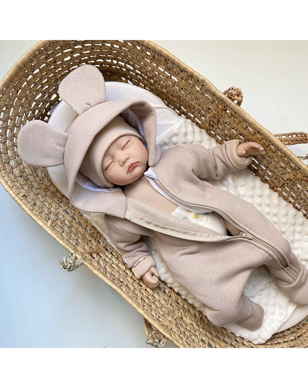 Комбинезон детский BUNNY BOX Микки с ушками триника утепленный р. 56 Бежевый (00356) - фото 4