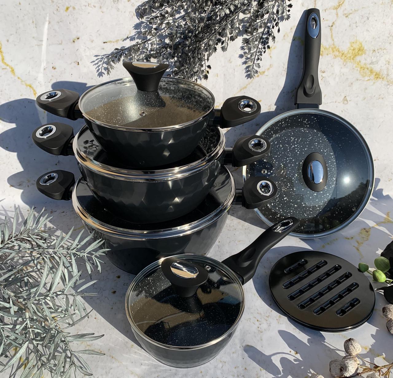 Набор кастрюль для индукционных плит с мраморным покрытием Edenberg EB-5636 12 пр. Набор кастрюль для индукционных плит с мраморным покрытием Edenberg EB-5636 12 пр.