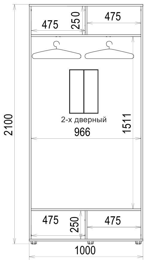 Шафа-купе Luxe 2 двері ДСП/Дзеркало CLS - II 1000х2100х450 мм Дуб трюффель (10021) - фото 4