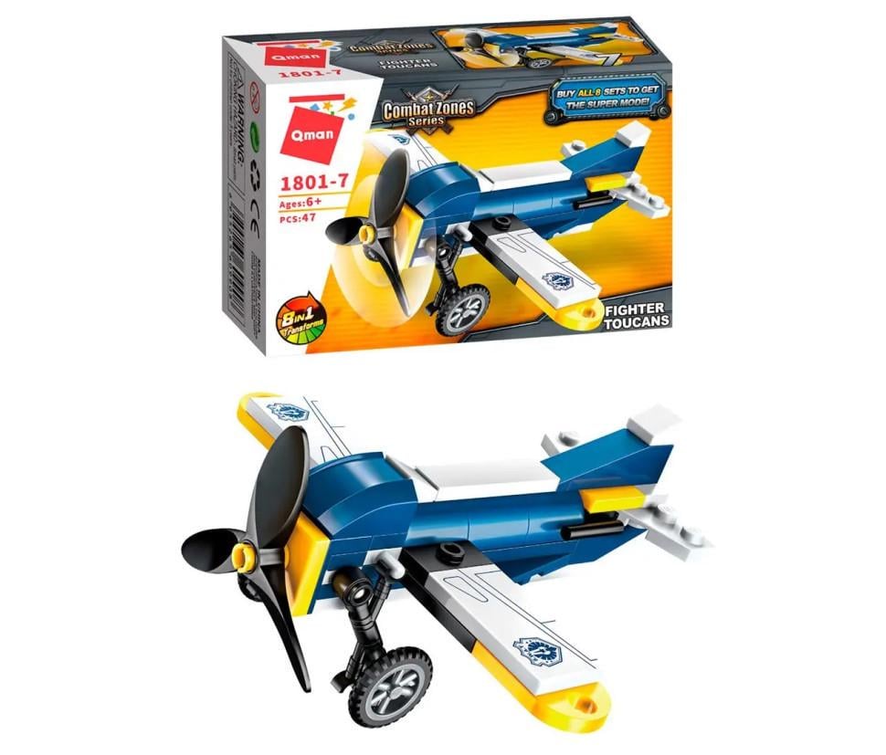 Конструктор Qman 1801-1-8 поліція транспорт Літак 45-49 деталей (RLT25192s32851)