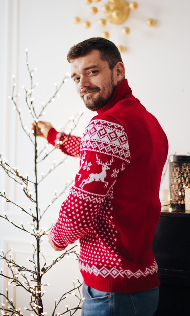 Светр-гольф новорічний чоловічий Вишиваночка S Червоний (2091) - фото 2