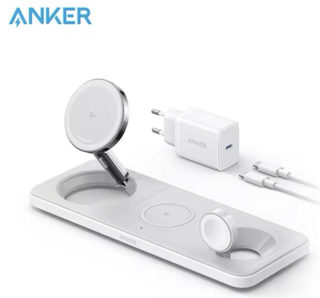 Док-станція Anker Foldable Wireless Charging Qi2 15W Ultra-Fast з блоком живлення 40W для iPhone White - фото 7