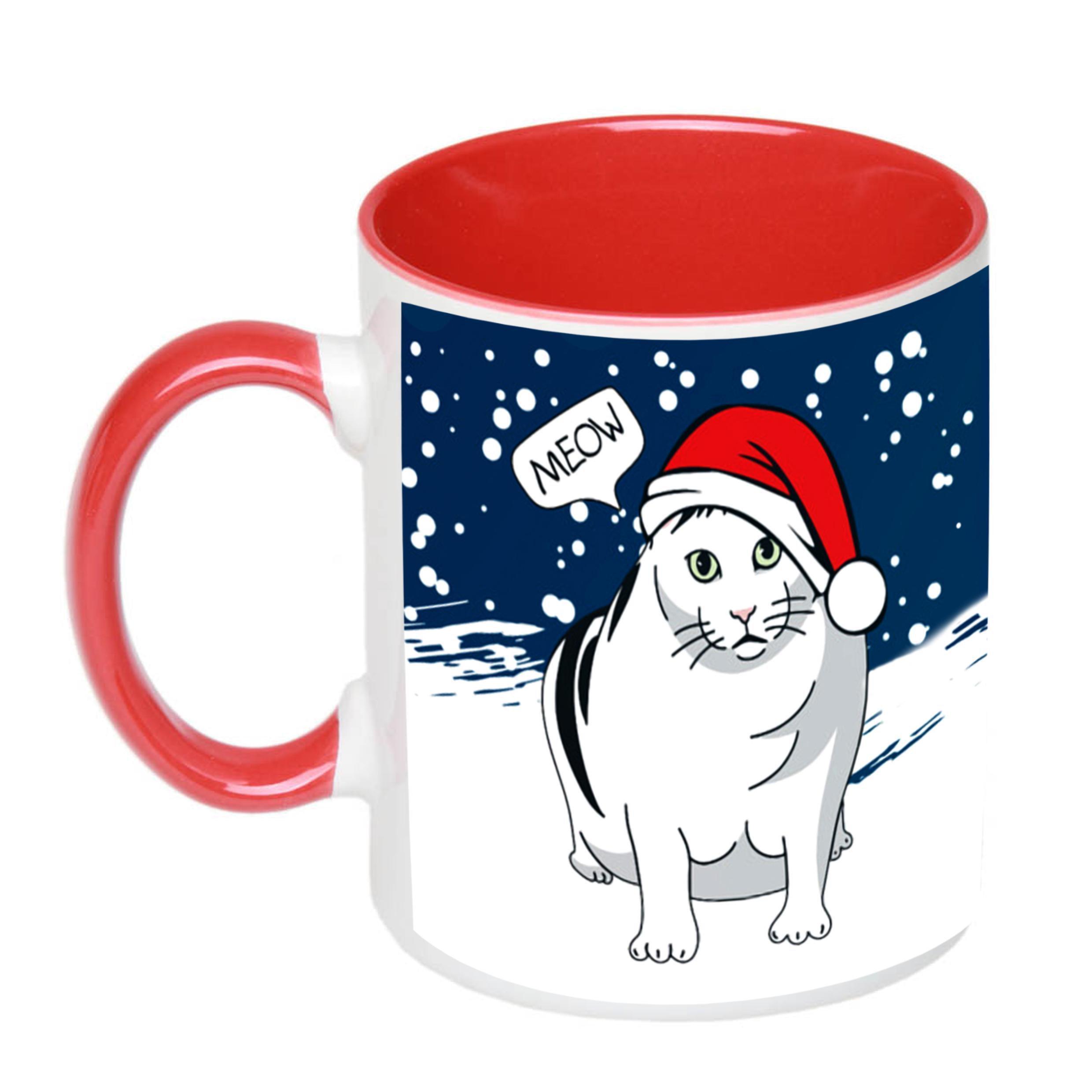 Чашка с новогодним принтом Кот Бендер 330 мл Красный (16743) - фото 1 Чашка с новогодним принтом Кот Бендер 330 мл Красный (16743) - фото 1