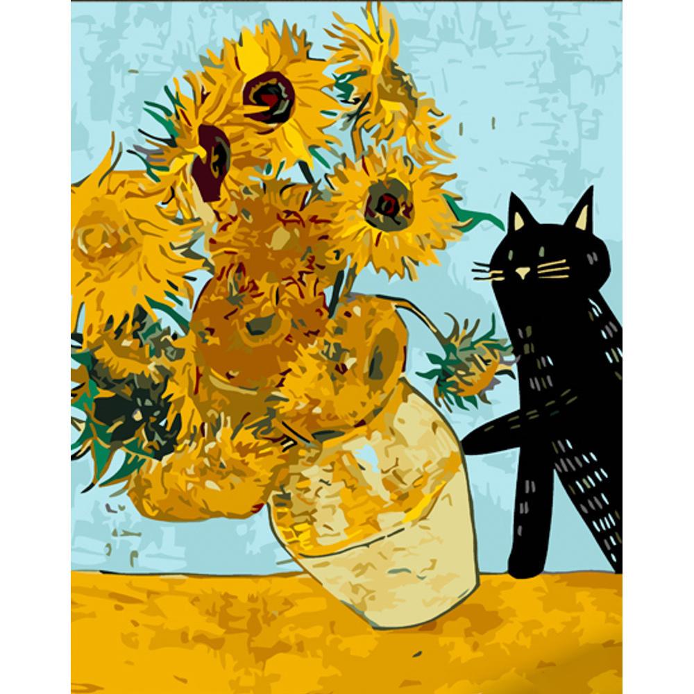 Картина по номерам Strateg Премиум Подсолнухи - тиц с лаком 30x40 см (SS6788)