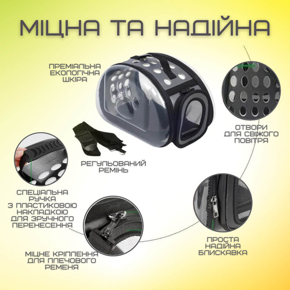 Сумка переноска для невеликих домашніх тварин та гризунів до 2 кг 35х20 см Чорний - фото 4 Сумка переноска для невеликих домашніх тварин та гризунів до 2 кг 35х20 см Чорний - фото 4