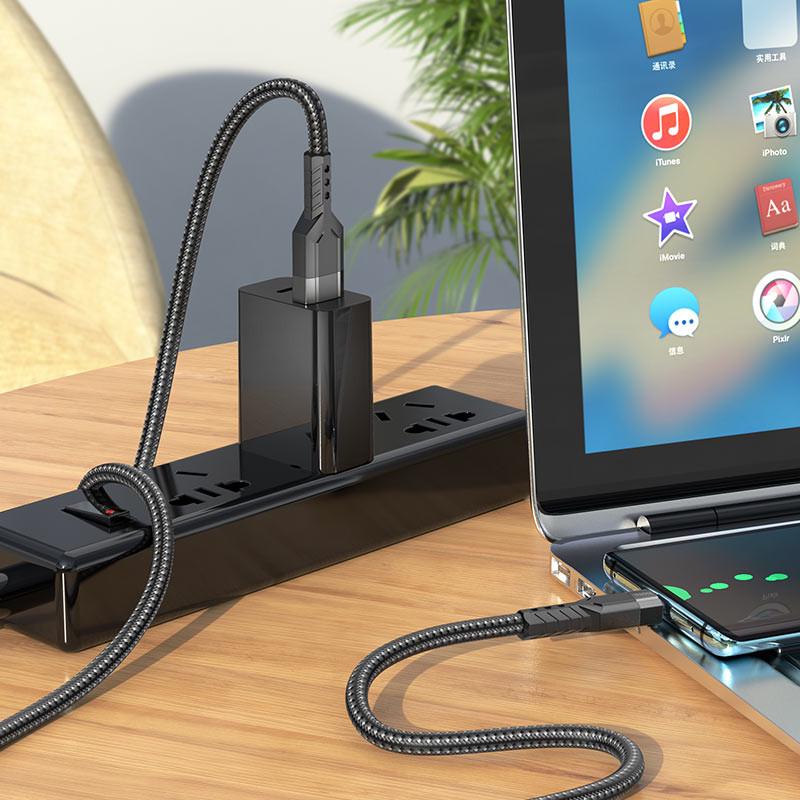 Кабель дата Hoco U110 USB Type-C 1,2 м Black (00000062734_1) - фото 3