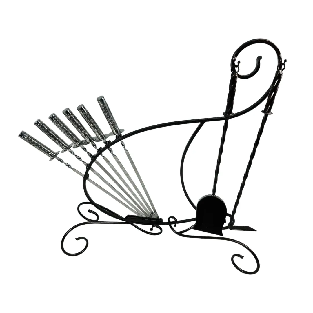 Набір шампурів та аксесуарів на металевій підставці ХХ з нержавіючої сталі (2-10-NB-5005)