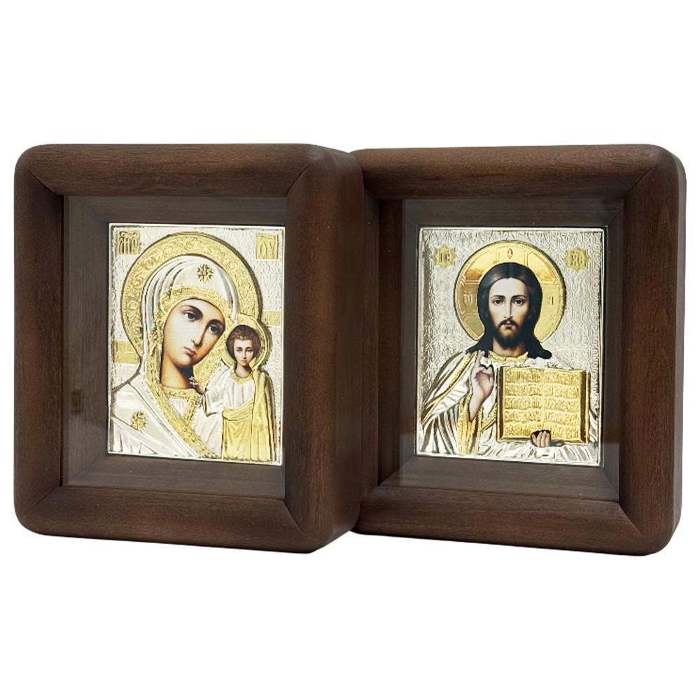 Вінчальні ікони Свята Богородиця та Святий Спаситель посріблені (101000010817)