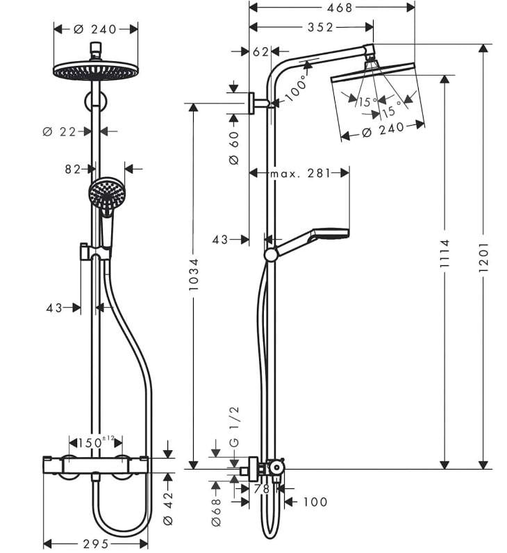 Душова система Hansgrohe Crometta S 240 1jet Showerpipe (27267000) - фото 6