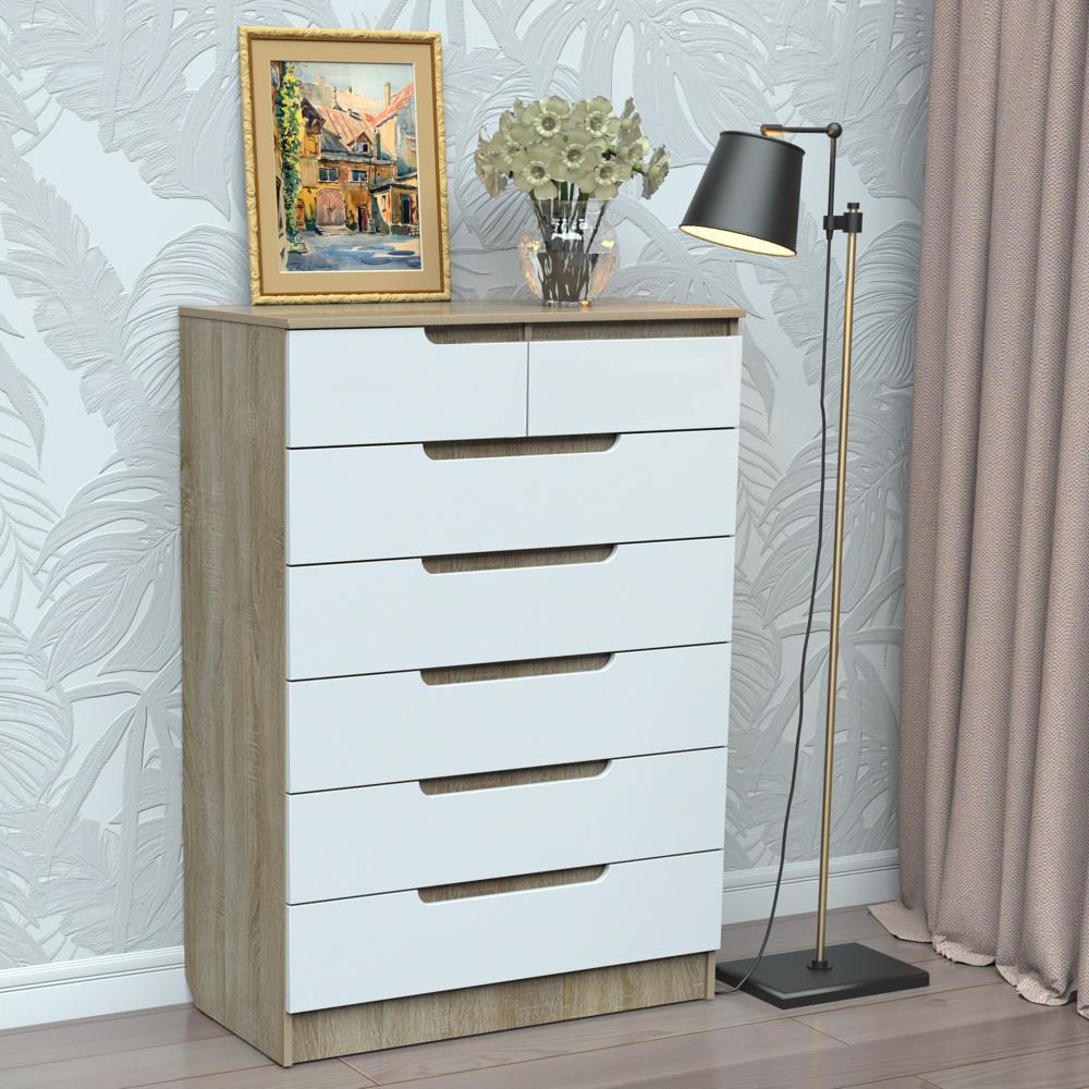 Комод Тіса-меблі Комод-322 129x90x45 см Дуб сонома/Білий