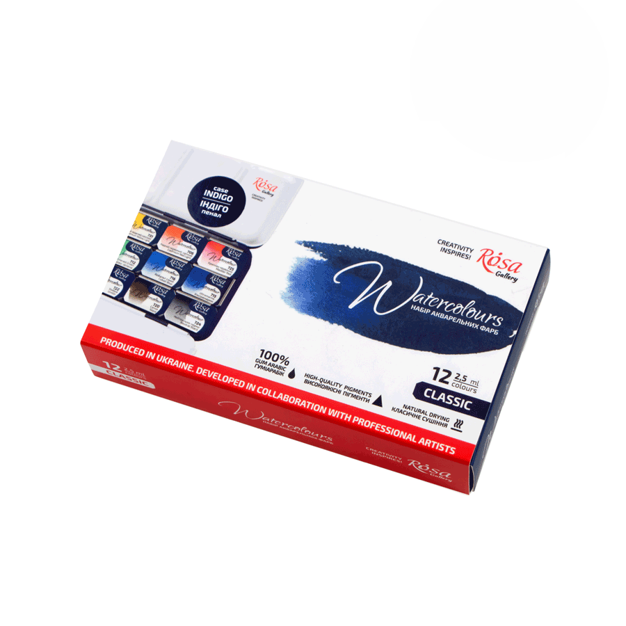 Акварельные краски ROSA Gallery CLASSIC 12х2,5 мл (4823098525677 3403112)