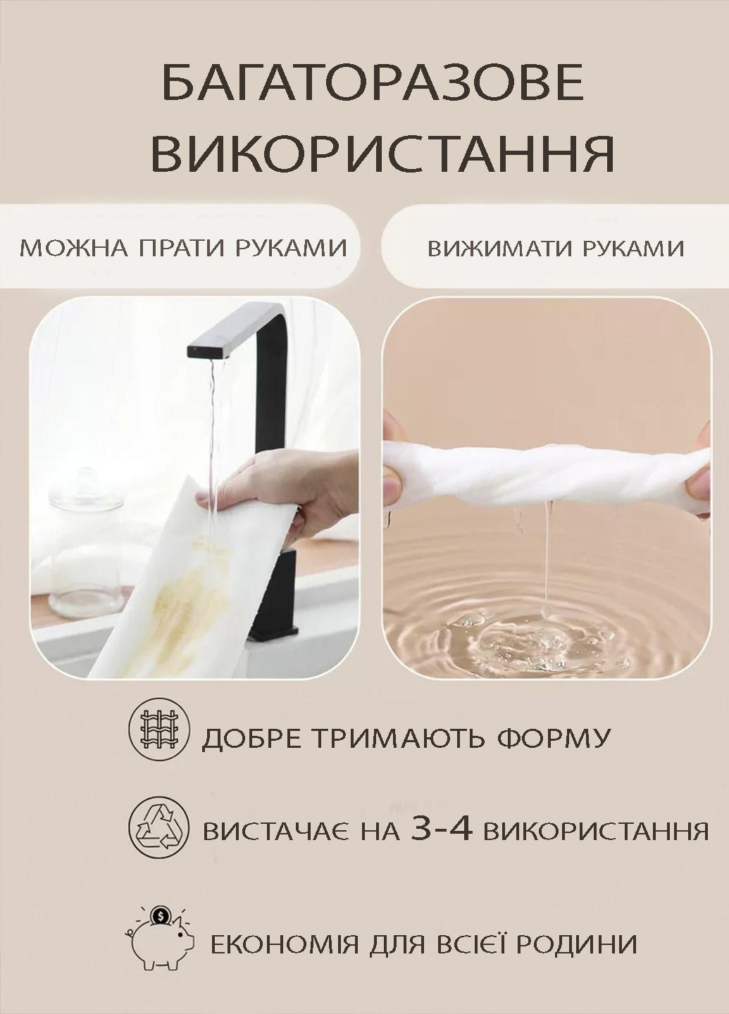 Салфетки безворсовые рулоны AND 183 многоразовые целлюлозные салфетки для уборки 20x20 см 50 шт. Белый (98311) - фото 2