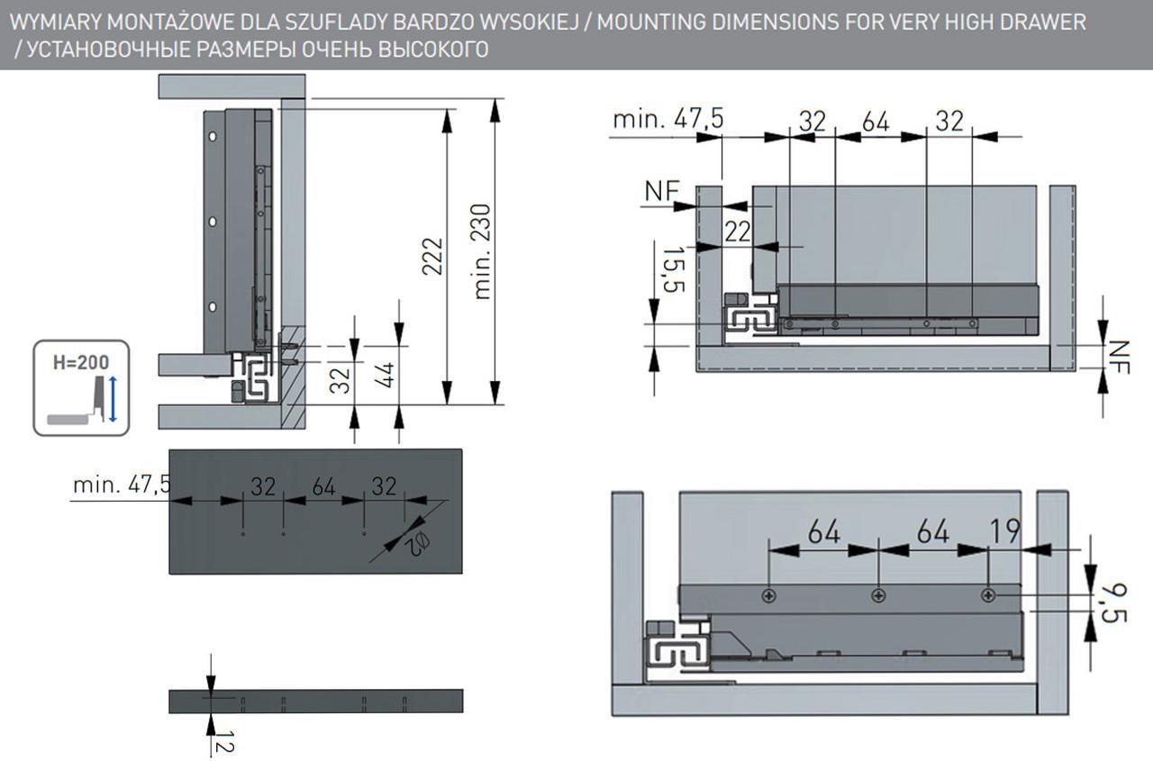 Выдвижная шухляда Axis Pro очень высокий-DL 450 мм H 200 мм Графит (PB-AXISPRO-KPL450D) - фото 6 Выдвижная шухляда Axis Pro очень высокий-DL 450 мм H 200 мм Графит (PB-AXISPRO-KPL450D) - фото 6