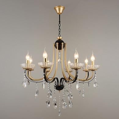 Люстра Sirius с хрустальными подвесами под восемь ламп Е14 Золотой (B NH4750/8)