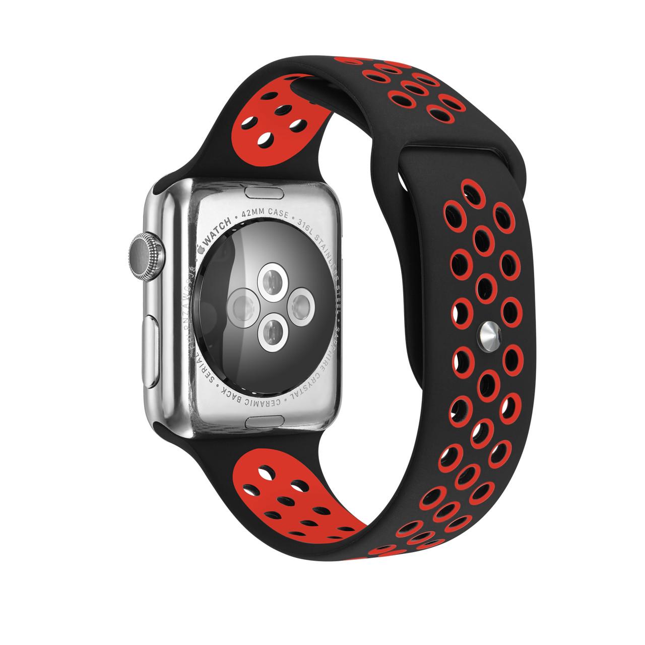 Спортивний ремінець з перфорацією Primo для Apple Watch 38 мм/40 мм M/L 130 мм Black/Red (466988978)