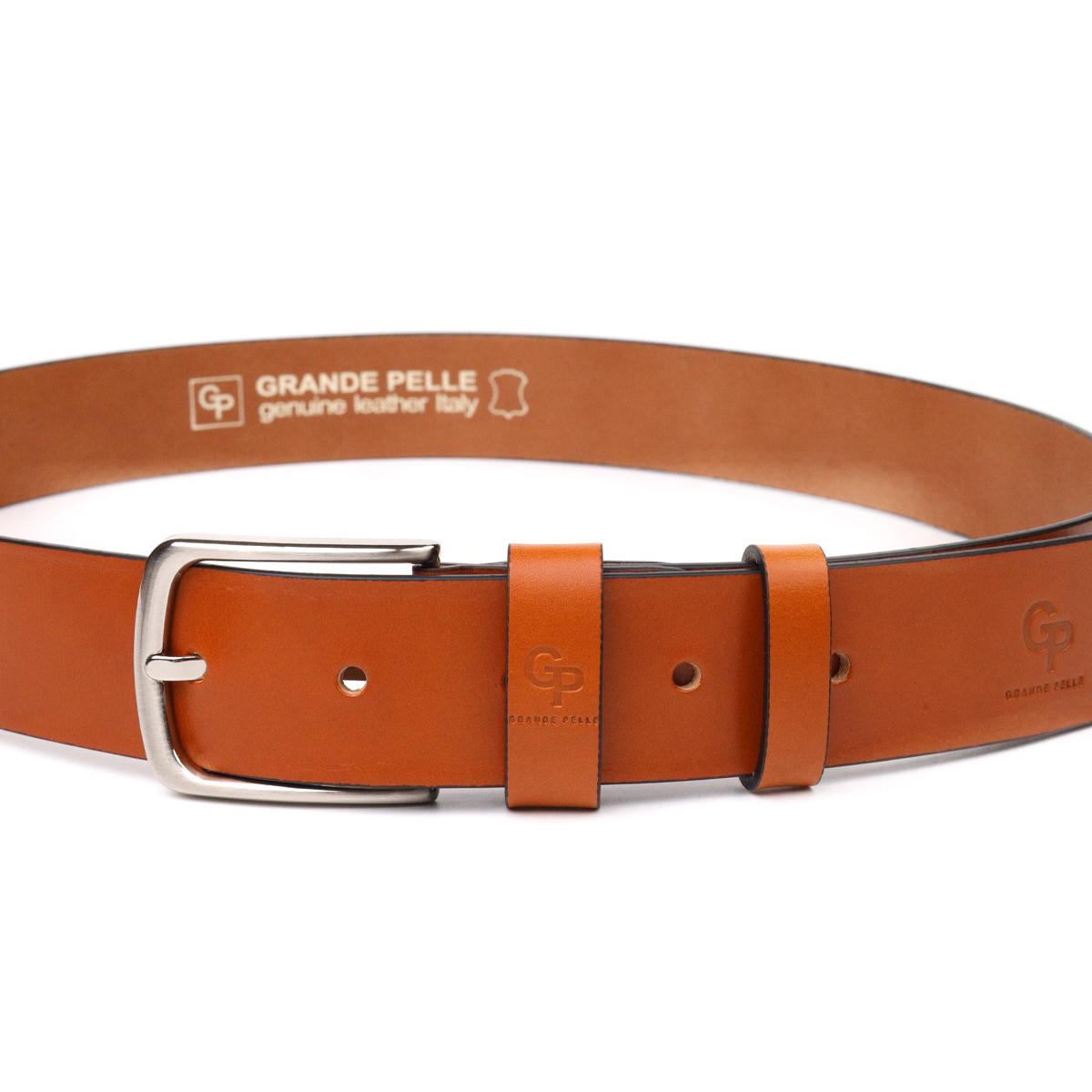 Ремень кожаный мужской GRANDE PELLE Leather Belt 21473 Рыжий (10847248) - фото 4