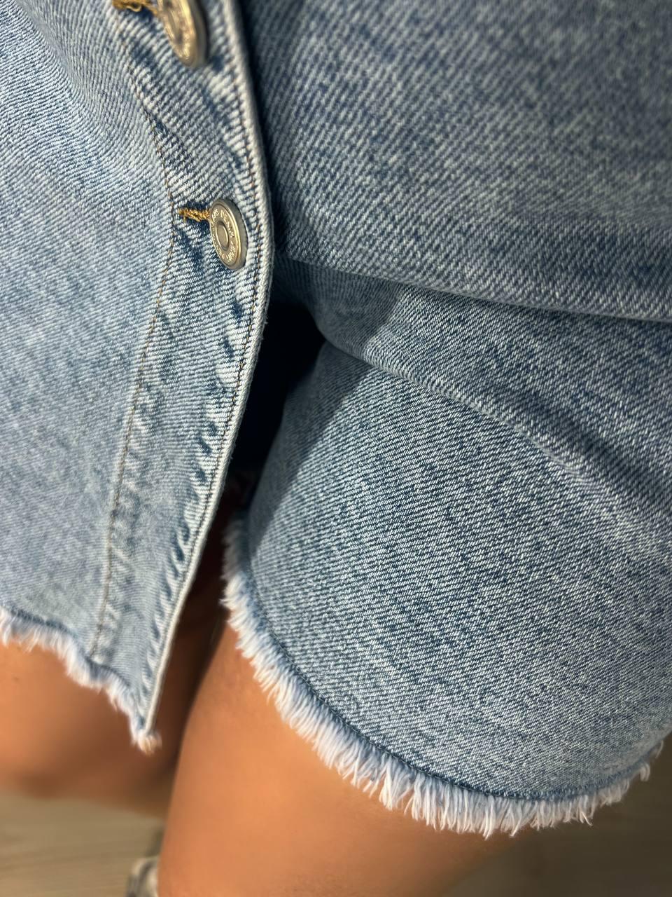 Шорти спідниця жіночі Dicesil 6003 джинсові на запах ґудзики короткі р. 30 Блакитний (4218) - фото 9