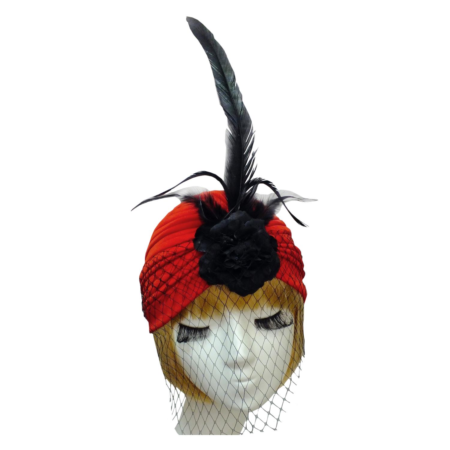 Чалма Seta Décor Элизабет с вуалью (18-958RD-BLK) Чалма Seta Décor Элизабет с вуалью (18-958RD-BLK)