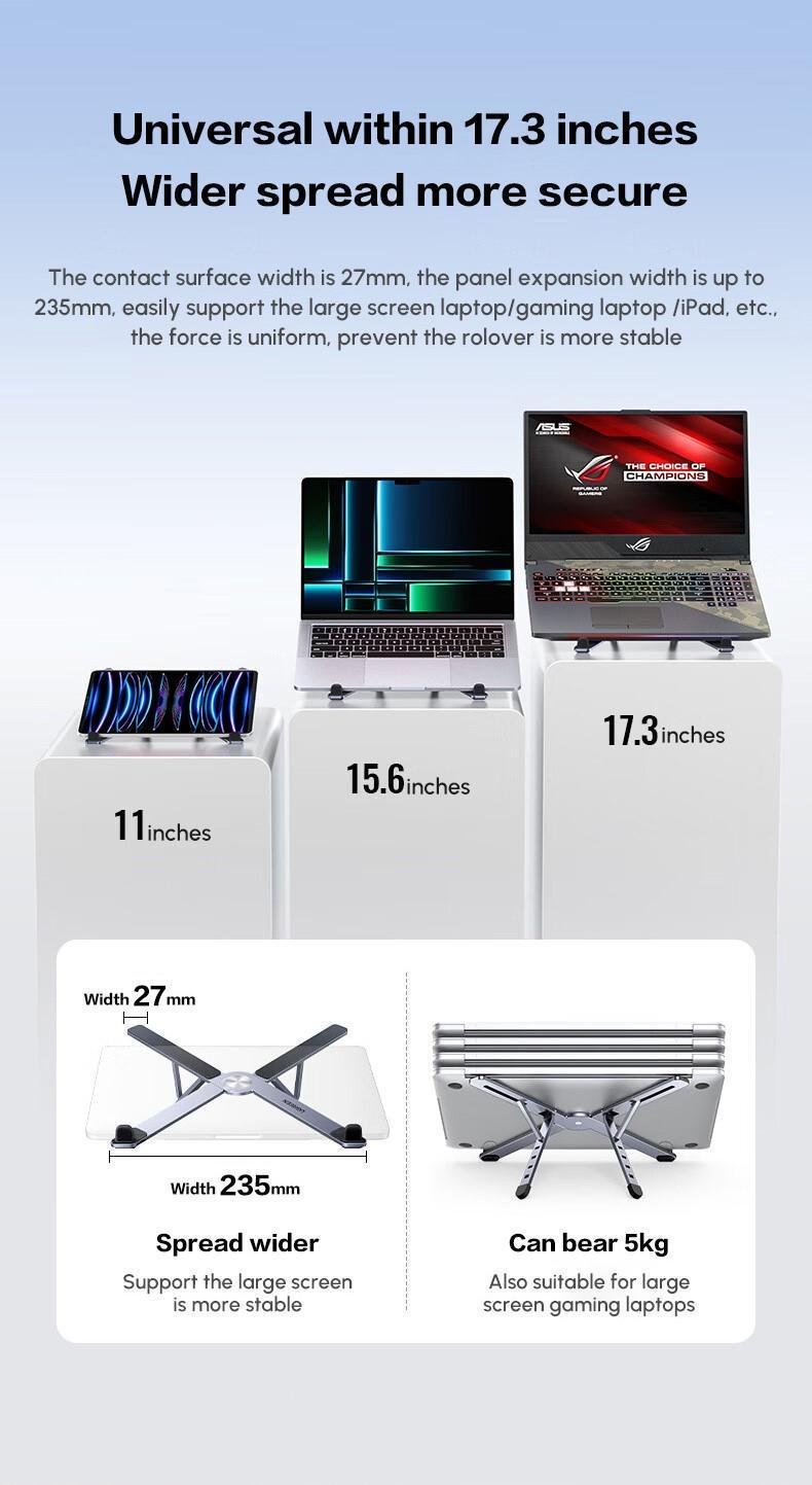 Підставка для ноутбука UGREEN до 17.3" Темно-сірий (35844) - фото 4