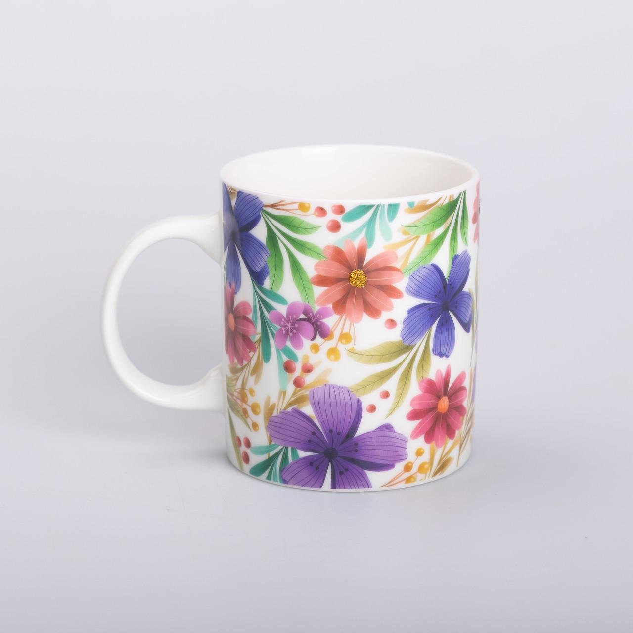 Кружка керамическая с рисунком для чая и кофе 400 мл Фиолетовый