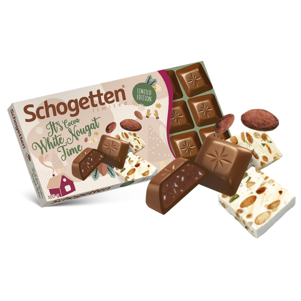 Шоколад молочний Schogetten Cocoa White Nugat Рождественская серия 100 г