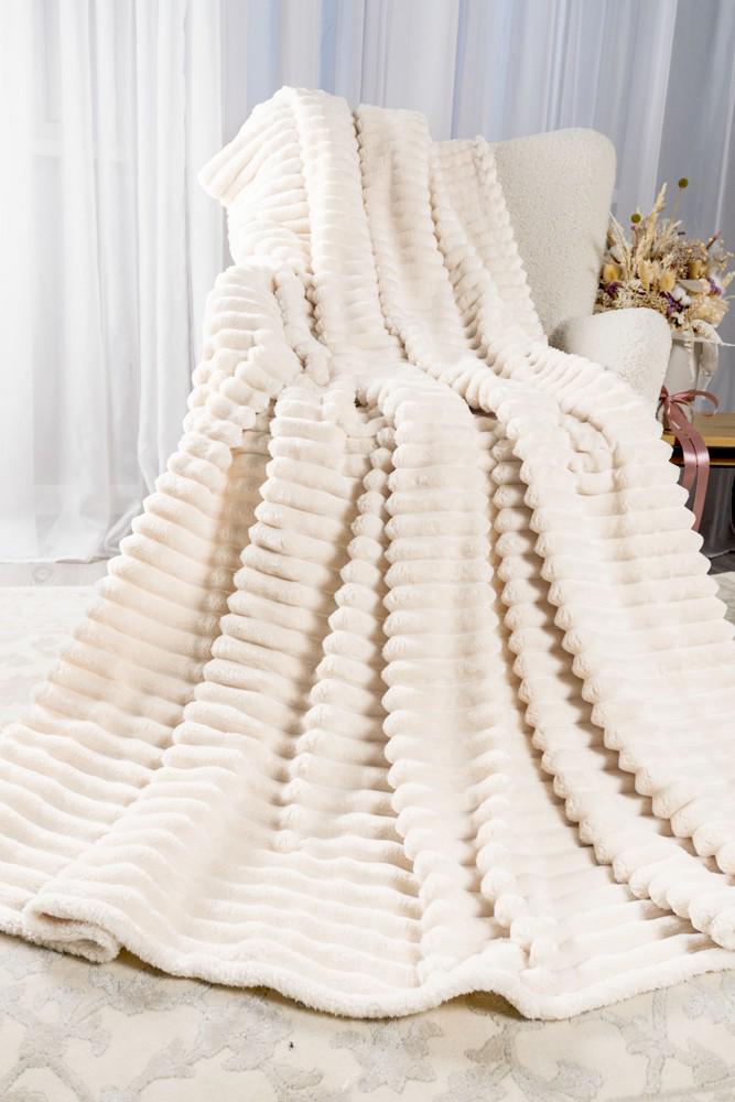 Плед покрывало Шарпей двуспальный евроформат 200х230 см Кремовый (30852535)