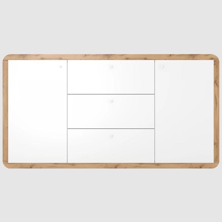 Комод в гостиную Гербор Ски КОМ2D3S Нимфея Альба/Дуб Аппалачи (GRB-1158)