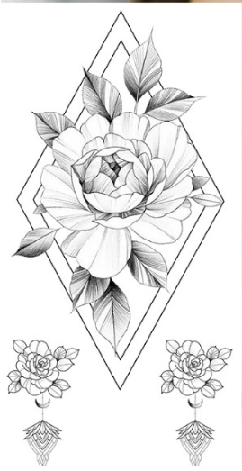 Тату тимчасове водостійке 3D велике Квітка в ромбі BK-039 17,5х8,5 см (4419444)