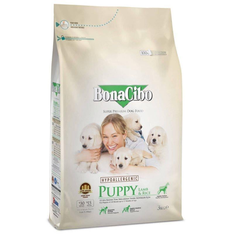 Корм сухий для цуценят всіх порід до 12 місяців BonaCibo Puppy Lamb&Rice з м'ясом ягняти та рисом 3 кг (BC406144)