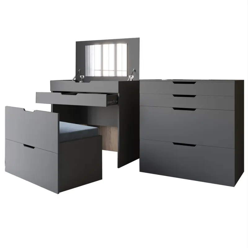 Комод-трюмо с зеркалом Lion Aziya Антрацит (Lion-041662) - фото 2 Комод-трюмо с зеркалом Lion Aziya Антрацит (Lion-041662) - фото 2