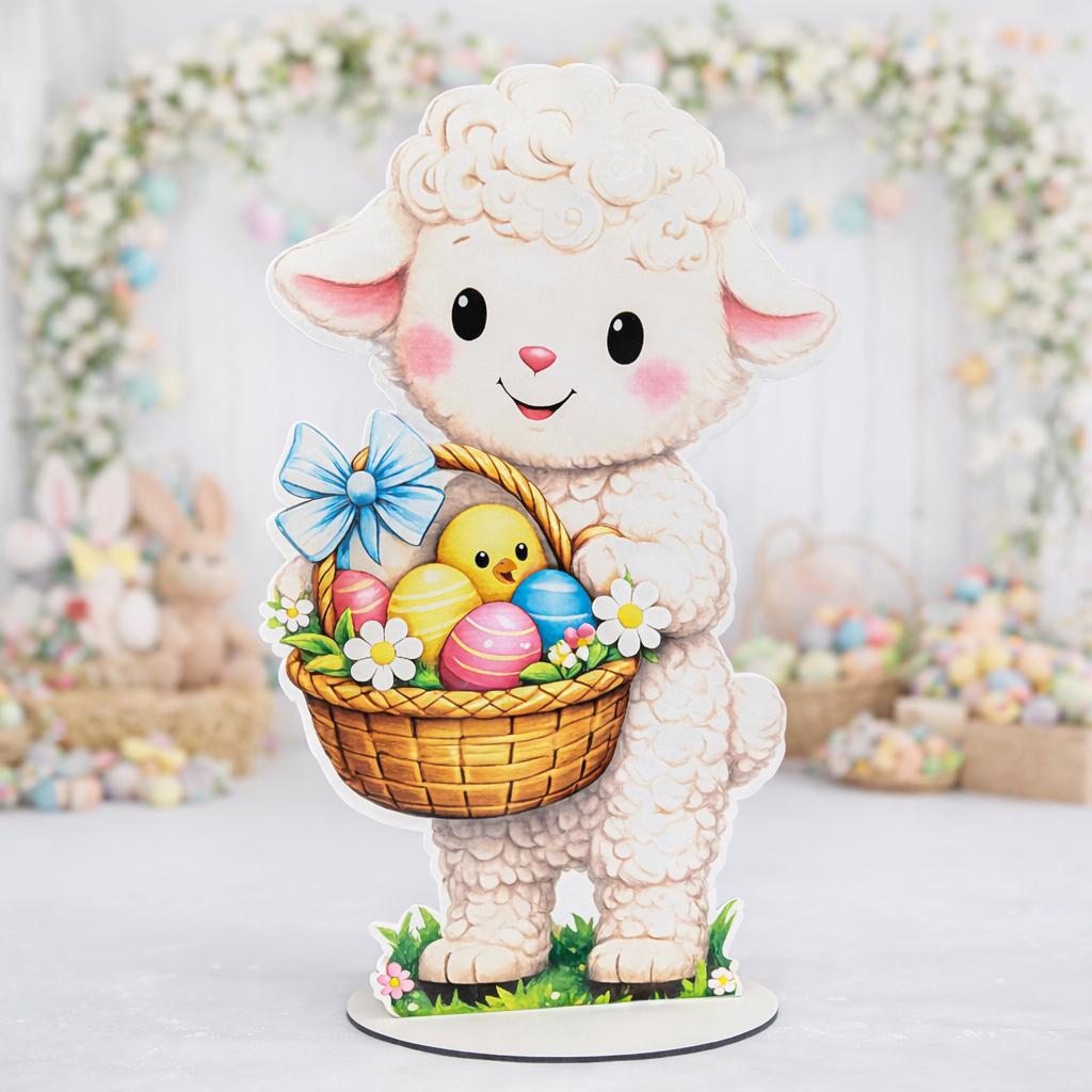 Фигура ростовая для фотозоны овечка с корзиной 71 см (5279-44)