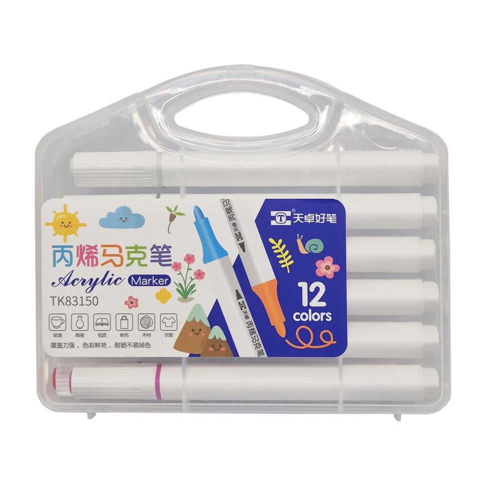 Набор акриловых маркеров Kiddy plastic box 12 цветов (AF-271-F-54).