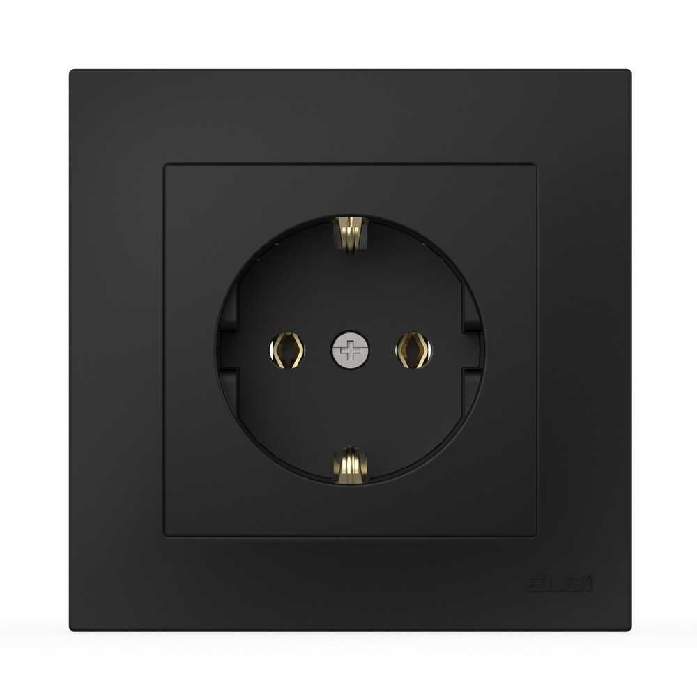 Розетка одинарная с заземлением EL-BI VEGA матовый Черный (00000024647)