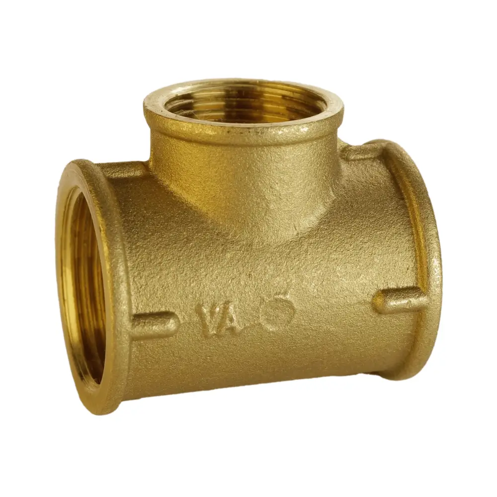 Тройник редукционный штампованный латунный 1" ВРх3/4" ВРх 1" ВР (А0220А VA) Тройник редукционный штампованный латунный 1" ВРх3/4" ВРх 1" ВР (А0220А VA)